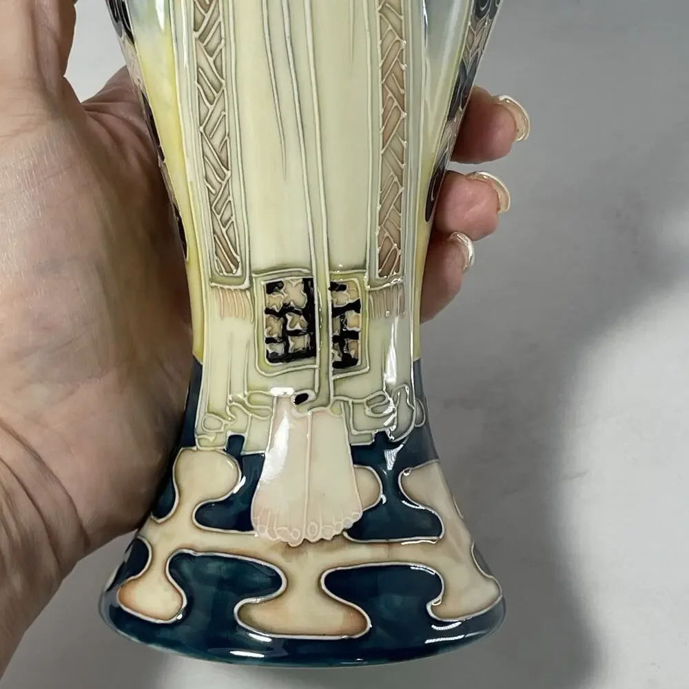Old Tupton Ware Tube Lined Hand Painted Ceramic Vase ANGEL SUN 10.5” Tall